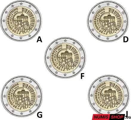 Nemecko 2 euro 2015 - Zjednotenie - komplet 5 ks - UNC