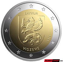 Lotyšsko 2 euro 2016 - Vidzeme - UNC