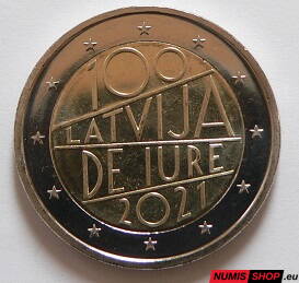 Lotyšsko 2 euro 2021 - Nezávislosť Lotyšska - UNC