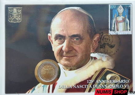 Vatikán 2 euro 2022 - Pavol VI. - numisbrief