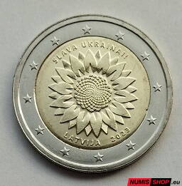 Lotyšsko 2 euro 2023 - Slava Ukraina - Sunflower - UNC