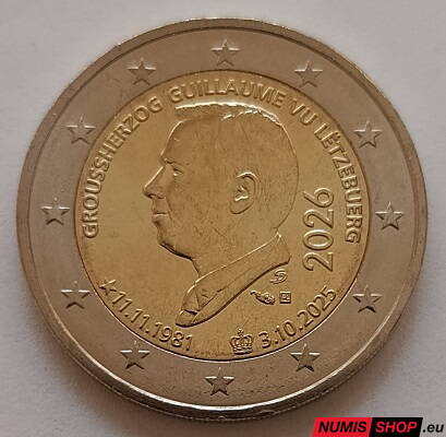 Luxembursko 2 euro 2026 - Nástup veľkovojvodu Guillauma na trón - UNC
