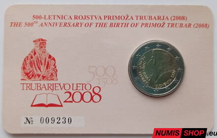 Slovinsko 2 euro 2008 - 500. výročie narodenia Primoža Trubara - COIN CARD