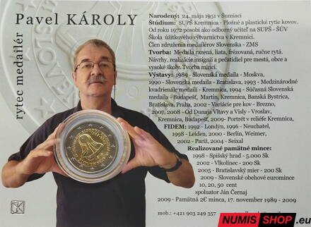 Slovensko 2 euro 2009 - Dňa boja za slobodu a demokraciu - Károly - COIN CARD