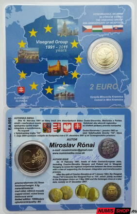 Slovensko 2 euro 2011 - 20. výročie vytvorenia Vyšehradskej skupiny - COIN CARD - Edícia autora