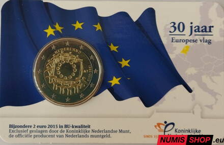 Holandsko 2 euro 2015 - 30 rokov vlajky EÚ - COIN CARD