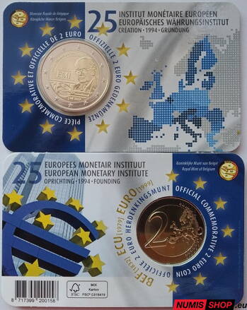 Belgicko 2 euro 2019 - Európsky menový inštitút - COIN CARD - francúzska strana