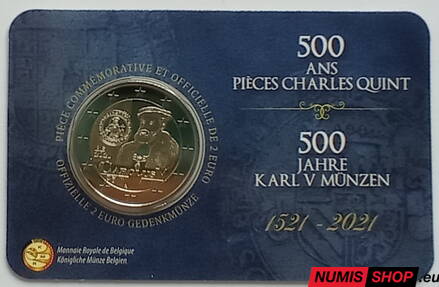 Belgicko 2 euro 2021 - Karol V. - COIN CARD