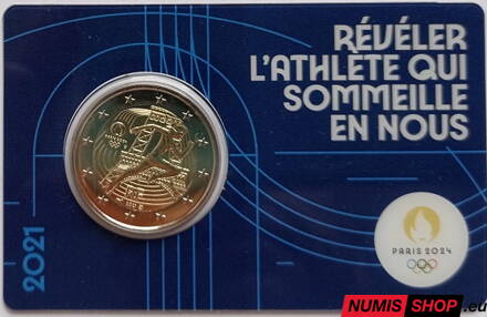 Francúzsko 2 euro 2021 - OH Paríž 2024 - COIN CARD blue