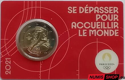 Francúzsko 2 euro 2021 - OH Paríž 2024 - COIN CARD red