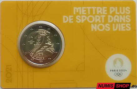 Francúzsko 2 euro 2021 - OH Paríž 2024 - COIN CARD yellow