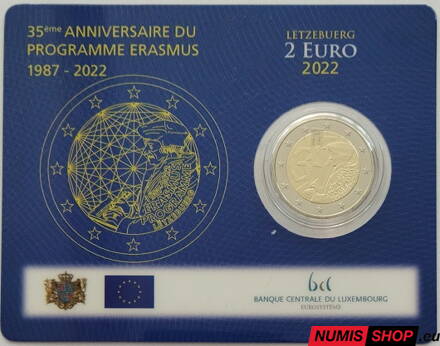 Luxembursko 2 euro 2022 - Erasmus - COIN CARD