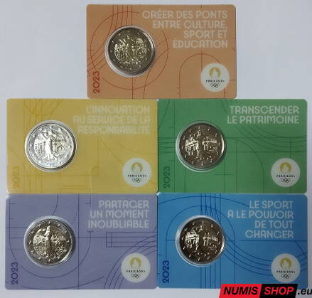 Francúzsko 5 x 2 euro 2023 - OH Paríž 2024 - COIN CARD komplet