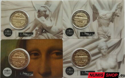 Francúzsko 4 x 2 euro 2025 - Louvre - COIN CARD - komplet