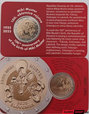 Slovinsko 2 euro 2025 - Miki Muster - Privátna karta