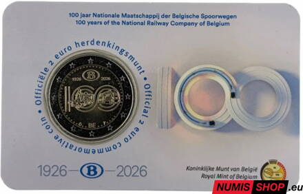 Belgicko 2 euro 2026 - Belgické železnice - COIN CARD - (NL/EN)