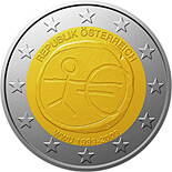 Rakúsko 2 euro 2009 - 10. výročie hospodárskej a menovej únie - UNC