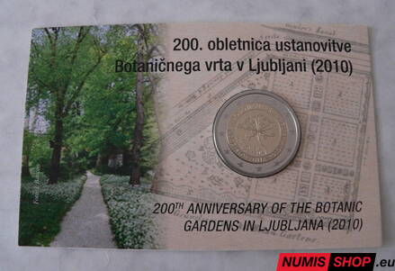 Slovinsko 2 euro 2010 - 200 rokov botanickej záhrady v Ľubľane - COIN CARD - PROOF
