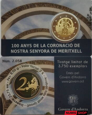 Andorra 2 euro 2021 - Panna Mária z Meritxell - PROOF