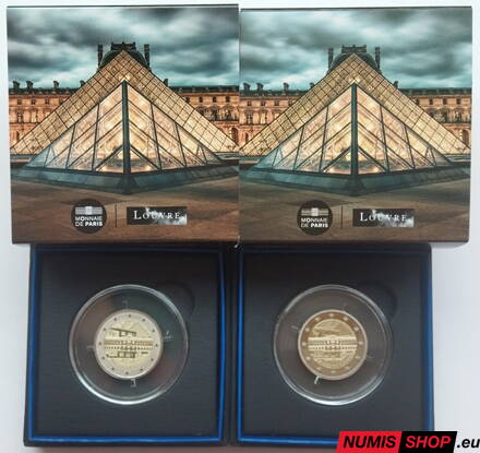 Francúzsko 2 x 2 euro 2025 - Louvre - PROOF + REVERSE PROOF