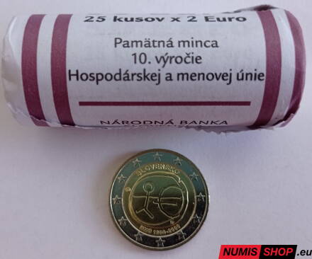 Slovensko 2 euro 2009 - 10. výročie hospodárskej a menovej únie - rolka / roll