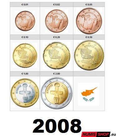 Sada Cyprus 2008 - 1 cent - 2 euro - UNC