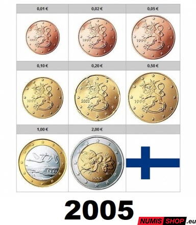 Sada Fínsko 2005 - 1 cent - 2 euro - UNC