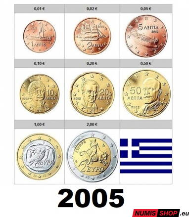 Sada Grécko 2005 - 1 cent - 2 euro - UNC 