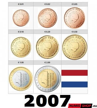 Sada Holandsko 2007 - 1 cent - 2 euro - UNC 