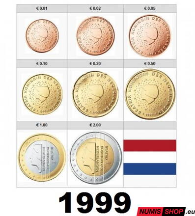 Sada Holandsko 1999 - 1 cent - 2 euro - UNC 