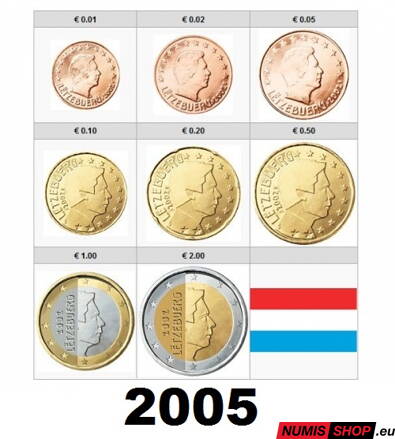 Sada Luxembursko 2005 - 1 cent - 2 euro - UNC 