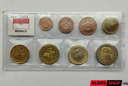 Monako 2001 - 1 cent až 2 euro - UNC