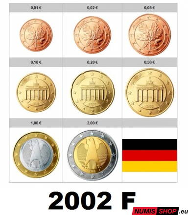 Sada Nemecko 2002 F - 1 cent - 2 euro - UNC