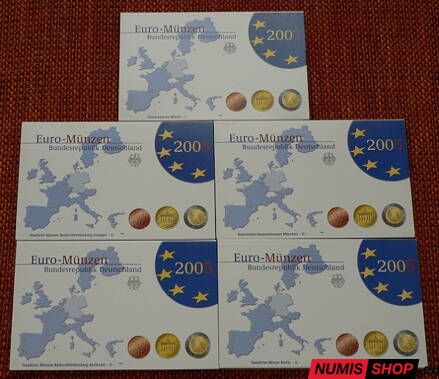 Sada Nemecko 2005 PROOF - A, D, F, G, J - 5 x 3,88