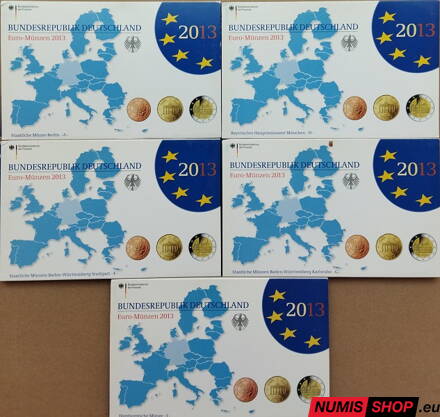 Sada Nemecko 2013 PROOF - A, D, F, G, J - 5 x 5,88