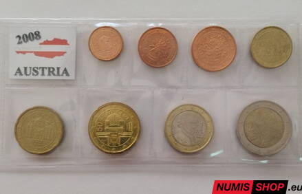Sada Rakúsko 2008 - 1 cent - 2 euro - UNC
