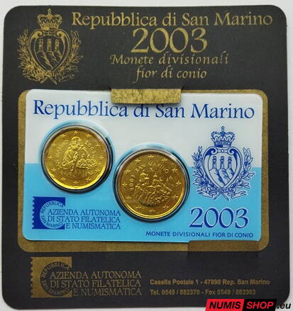 San Maríno 2003 - 20 + 50 cent minikit - UNC
