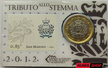 San Maríno 2012 - 1 euro + 0,85 euro známka - COIN CARD