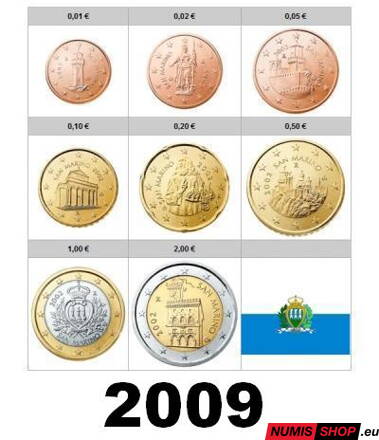 San Maríno 2009 - 1 cent - 2 euro - UNC