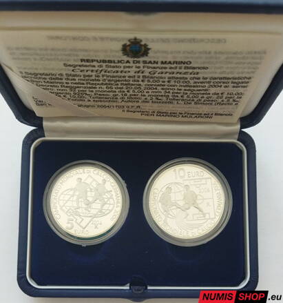 5 + 10 euro San Maríno 2004 - MS vo futbale Nemecko 2006 - PROOF