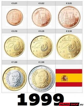 Sada Španielsko 1999 - 1 cent - 2 euro - UNC