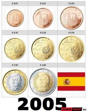 Sada Španielsko 2005 - 1 cent - 2 euro - UNC