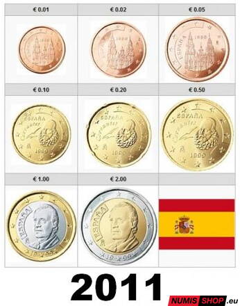 Sada Španielsko 2011 - 1 cent - 2 euro - UNC