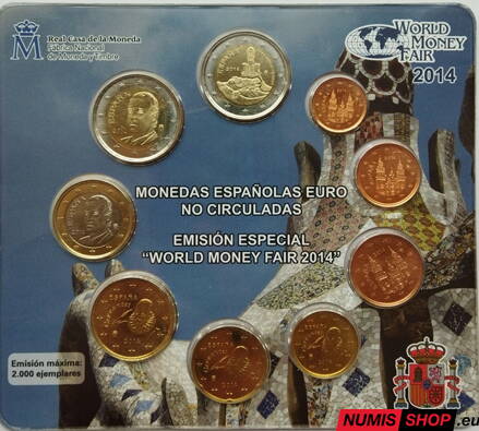 Sada Španielsko 2014 World Monay Fair + pamätné 2-euro