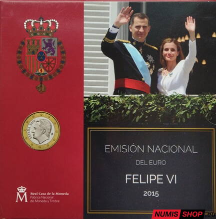 Sada Španielsko 2015 Felipe VI. + pamätné 2-euro