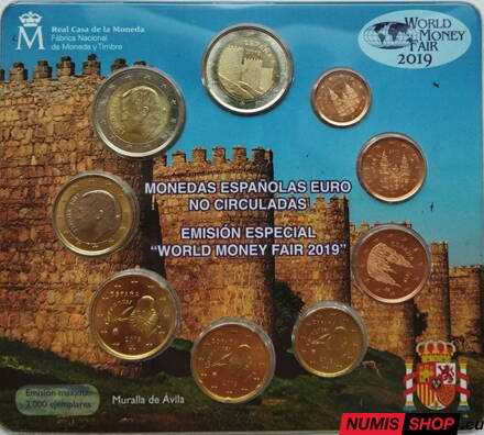 Sada Španielsko 2019 World Monay Fair + pamätné 2-euro