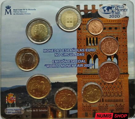 Sada Španielsko 2020 World Monay Fair + pamätné 2-euro
