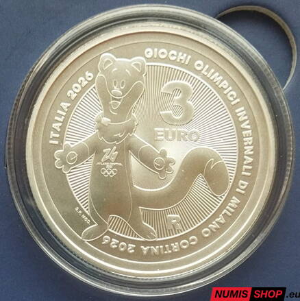 Taliansko 3 euro 2025 - 1 oz Ag - Winter Olympic Games - Milano - Cortina - BU