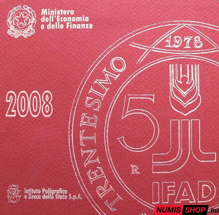 Sada Taliansko 2008 + strieborné 5 euro Medzinárodný fond pre rozvoj poľnohospodárstva
