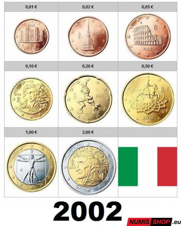 Sada Taliansko 2002 - 1 cent - 2 euro - UNC 